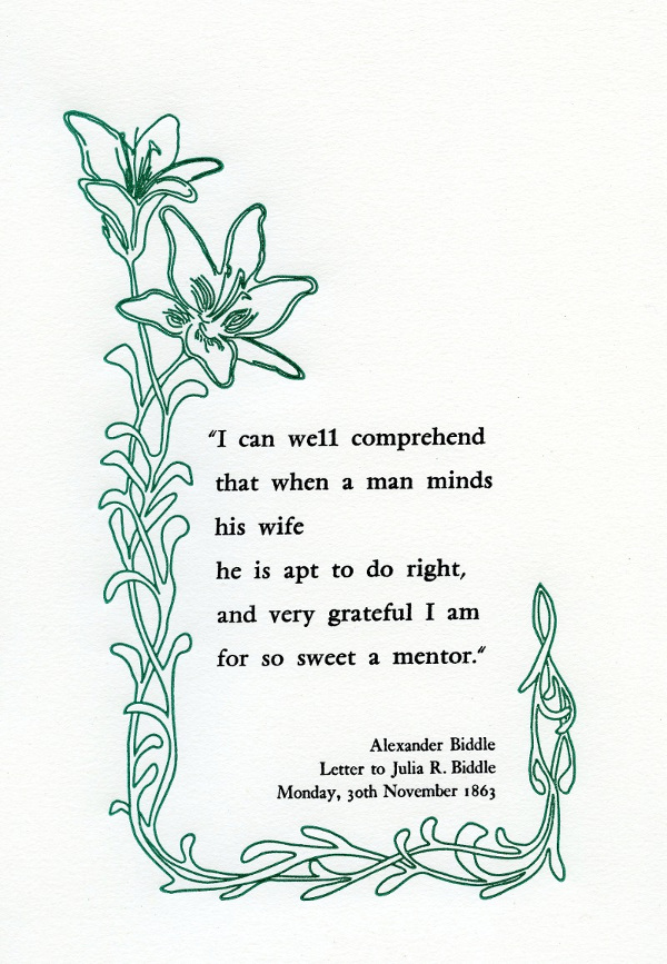 2014 Letterpress Printed Broadside Biddle Letter